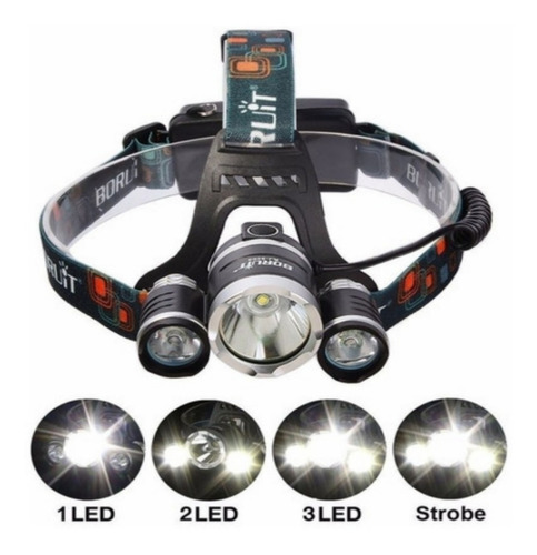 Linterna Triple Led De Cabeza Recargable Aluminio Zoom Miner