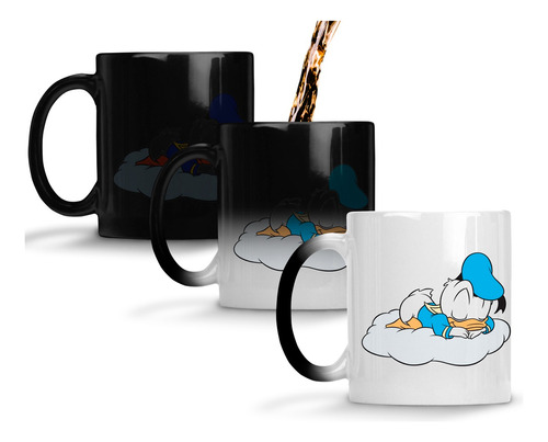 Caneca Mágica Porcelana Pato Donald Dormindo Fofinho Desenho