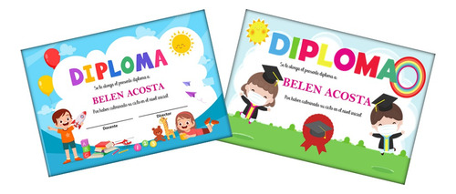 Kit Imprimible Diplomas Infantiles Niños 25 Modelos Editable