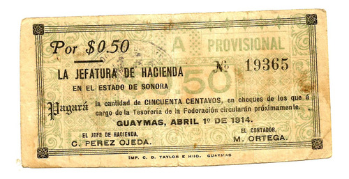 Billete Muy Antiguo De Revolucion (cinco)