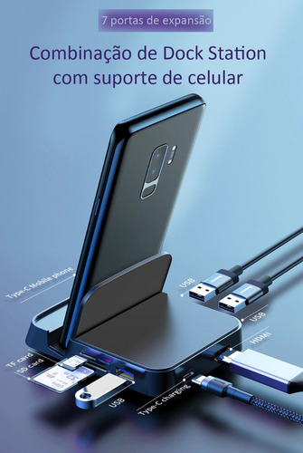 Imagem 3 de 9 de Hub Adaptador Docking Station Usb-c Hdmi 4k 7 Portas Baseus