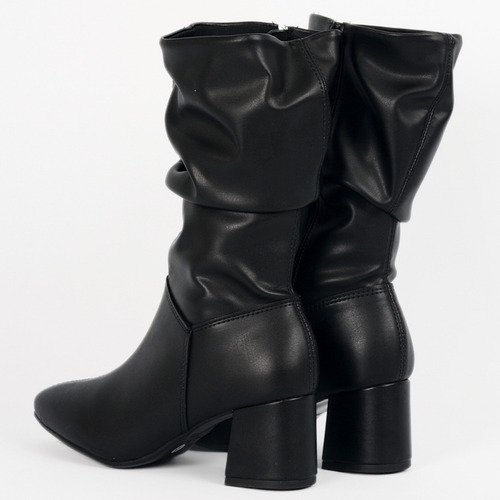 Botas Bucaneras Arrugadas Mujer Caña Alta Taco Cuadrado Bajo