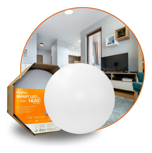 Painel Plafon 20W Redondo Ø34cm Branco-quente 3000K Smart LED 110/127V LLUMM Bronzearte