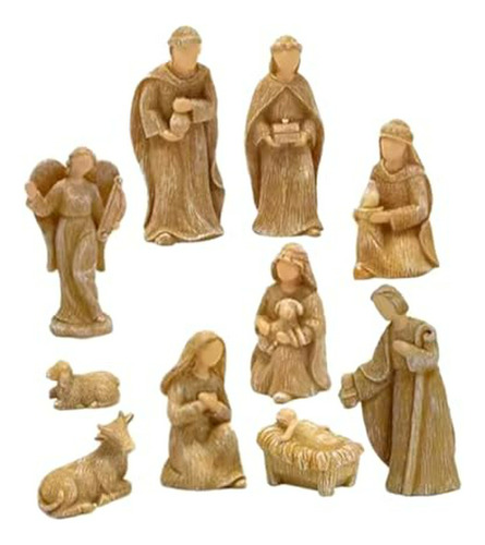 Belén Resina 10 Pzas. Decoración Navidad Jesús Y Figuras