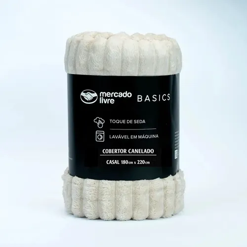 Cobertor De Microfibra Canelado Casal Bege Toque De Seda Mercado Livre Basics