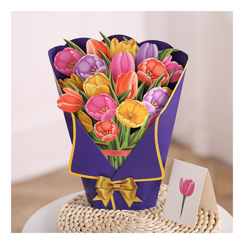 Tarjetas Desplegables De Papel 3d Con Forma De Ramo De Flore