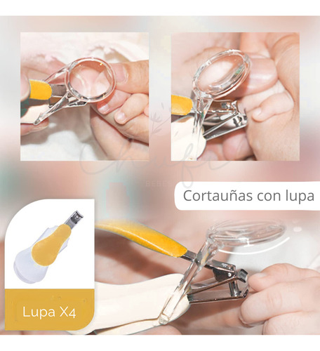 Set Cuidado Higiene Bebé Peine Cepillo Cortauñas Chufi Blanco Con Gris
