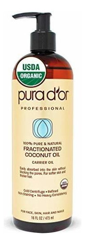 Aceite Portador Pura Dor: Aceite De Coco Organico Fraccionad