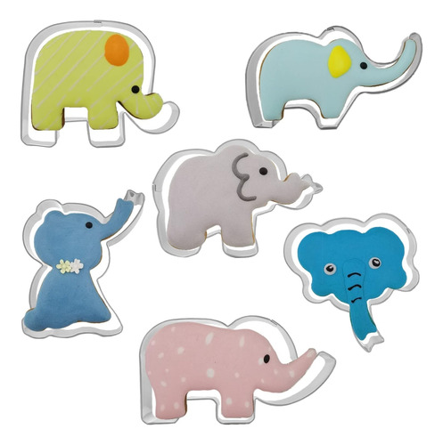 Juego De 6 Cortadores De Galletas Con Forma De Elefante, Jue