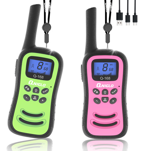 Qniglo Walkie Talkies Recargables, Paquete De 2 Walkie Talki