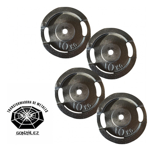 Paquete De 4 Discos De 10 Kg De Entrada De 1 Pulgada (40 Kg) Negro
