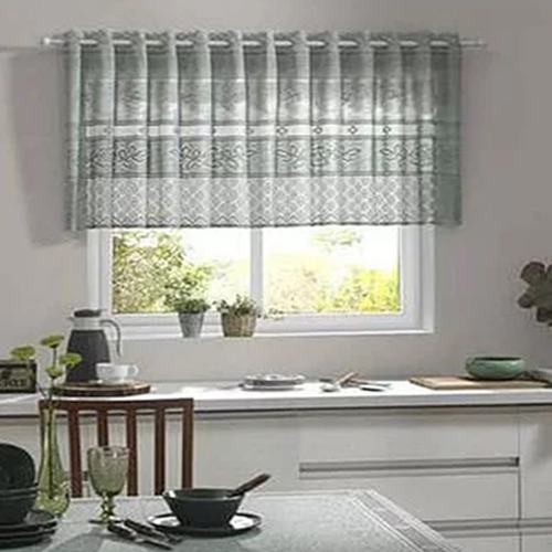 Cortina Em Renda 2x80 Café Verde Para Janela Ou Pia
