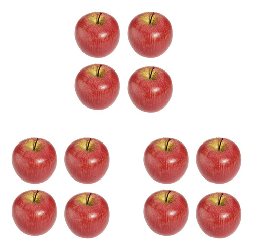 12 Manzanas Rojas Artificiales Grandes, Fruta Decorativa