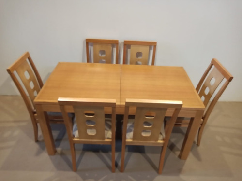 Juego De Comedor En Madera, Mesa Extensible 6 Sillas