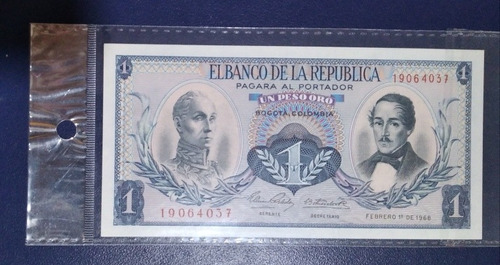 Billete De Un Peso Año 1968, Estado 9.5 # 4037