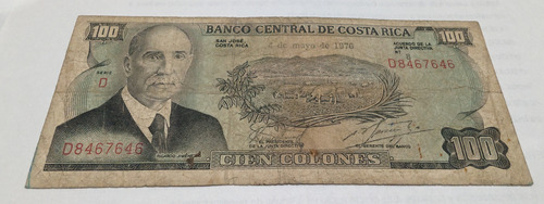 Billete Costa Rica 100 Colones 1976 Serie D