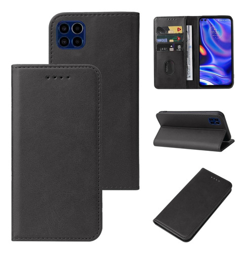 Funda De Teléfono De Piel Negra Para Motorola Moto One 5g Uw