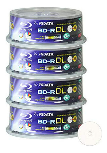 100 Pack Ridata Blu-ray Bd-r Dl Dual Layer 6x 50gb White Ink