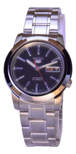 Reloj Seiko 5 Snke53 Para Hombre Acero Inoxidable Automático Plateado Plateado Negro