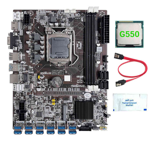 Placa Base B75 Gpu Btc Para Minería De 12 Tarjetas, Cpu G550