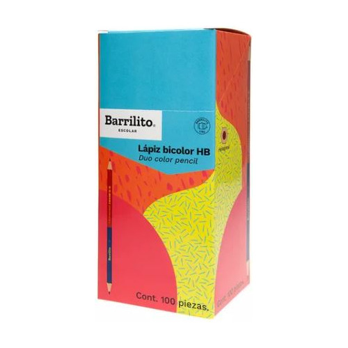 Lapiz Bicolor Barrilito 7564 Hb Hexagonal Caja Con 100 Pzas