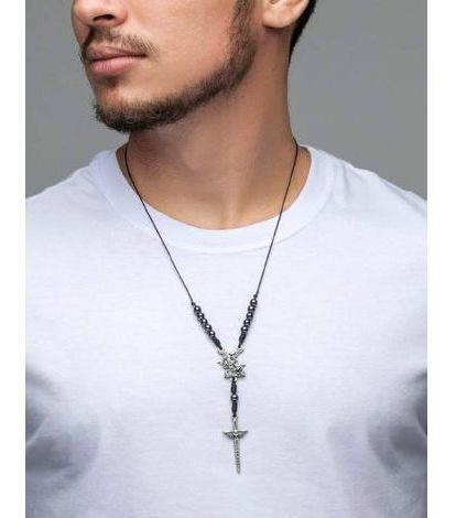 Colar De Pescoço Masculino São Miguel Arcanjo Hematita