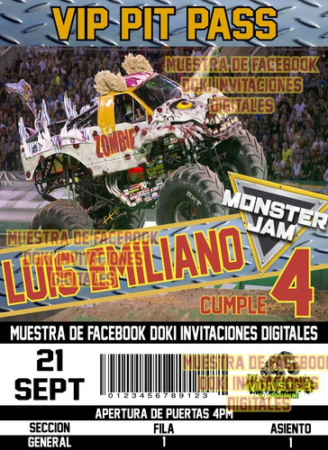 Invitación Vídeo De Monster Truck Monster Jam