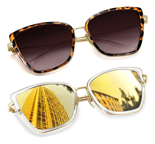 Gafas De Sol Joopin Tortoise Cateye Y Gafas De Sol Doradas C