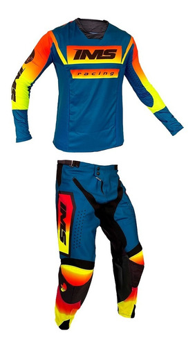 Conjunto Ims Sprint Slim Azul-petróleo Motocross Promoção