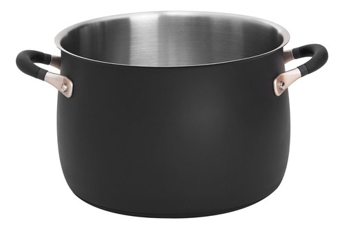 Olla Grande De Acero Inoxidable 8 Cuartos Inducción Negro Ma