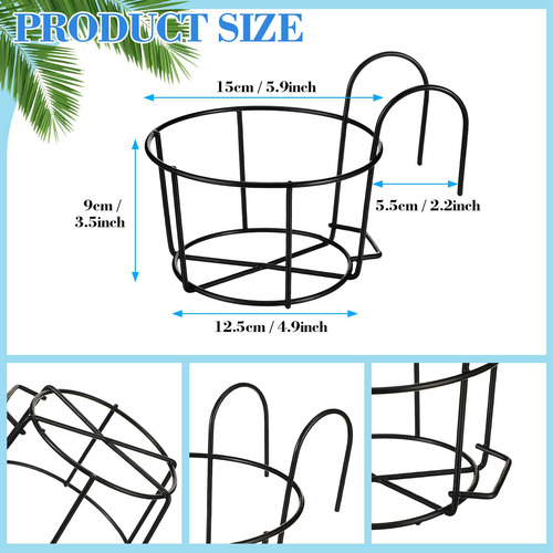 12 Macetas Colgantes De 15 Cm Soporte Negro Estante Hierro