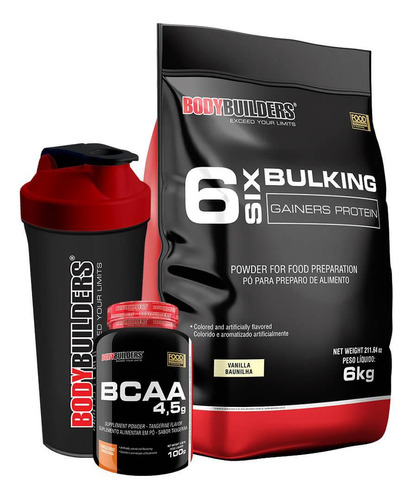 Kit Hipercalórico 6 Six Bulking 6kg+ Bcaa 4,5 100g