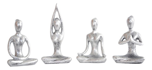 Freci 4pcs Yoga Escritorio Figurines Niña Estatua Yoga Pos.