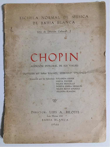 Folleto 1946 Audición Alumnas Escuela Música Bahía Blanca