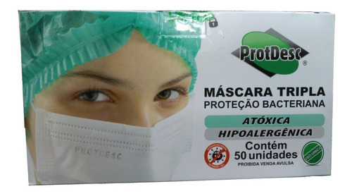Mascara Tipo Cirurgica Descartavel Cor Branca Protdesc