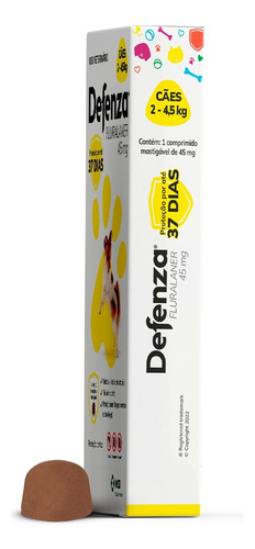 Defenza 45mg 2-4,5kg Antipulgas Carrapatos 37 Dias Duração