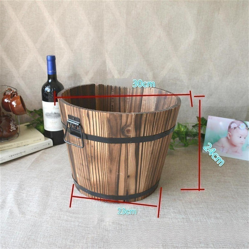 Maceta De Barril Para , Adorno De Maceta De Madera Para