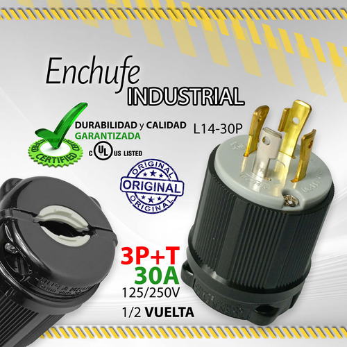 Enchufe Industrial 3p+t 30a 1/2 Vuelta L14-30p Origin/ 07740