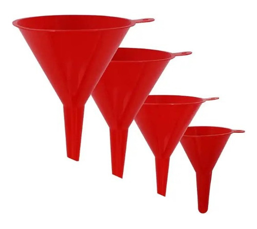 Set Embudos Multiuso Plásticos Rojo 4 Unidades A0545