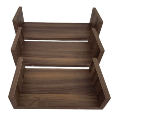 Imagen 3 de 10 de Set De 3 Repisas Flotantes Estilo U 30 X 15 Cm Color Nogal Terracota