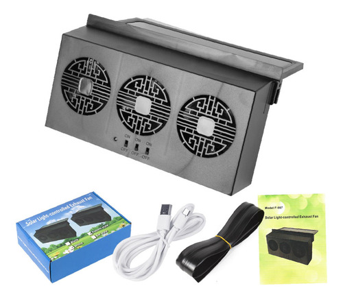 Extractor De Aire Con Energía Solar Para Coche, Negro