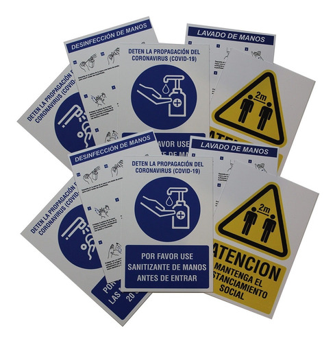 Pack 10 - Carteles Prevención Higiene - Distanciamiento Pai