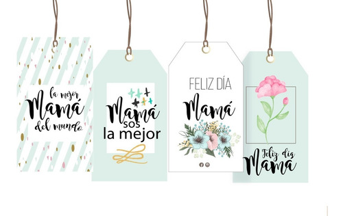 100 Tags Etiquetas Dia De La Madre Papel Ilustracion 300gr