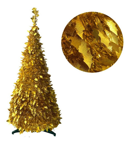 Imagen 2 de 10 de Arbol De Navidad Espiral Plegable 60cm Hojas Metalizado