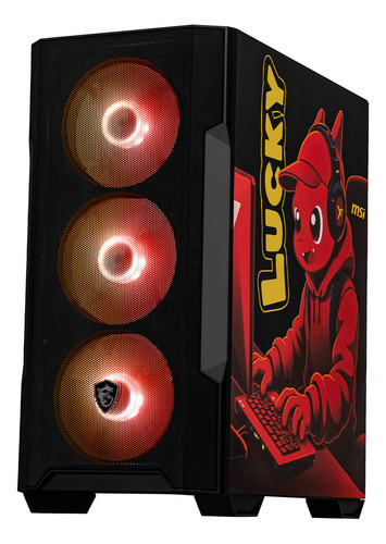 Gabinete Gamer Xtreme Pc Gaming Lucky Msi Edition Micro Torre Micro Atx 4 Fan Rgb Acrilico