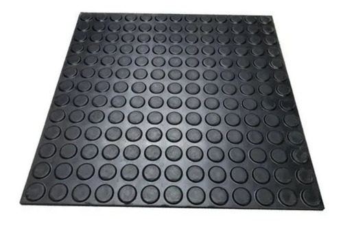 Piso De Goma Boton 50x50 Antiresbalante Color Negro