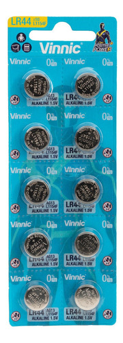 10 X Pilas Lr44 Vinnic Pila Alcalina Botón A76 Lr44 Ag13 L1154 1.5V