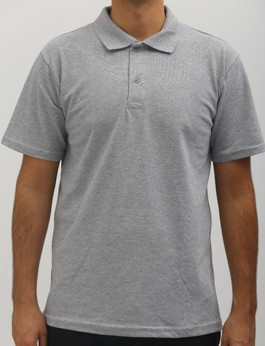 Camisa polo cinza mescla Clearance