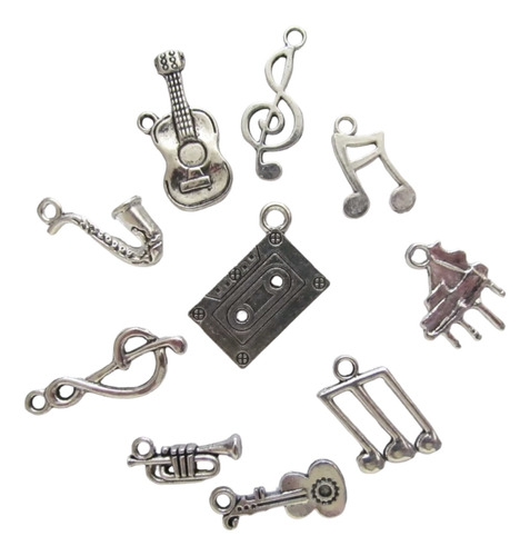 10 Dijes Instrumentos Y Notas Musicales Accesorio Collar