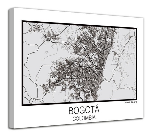 Cuadro Bogotá Colombia Mapa En Lienzo Decorativo Foto Canvas